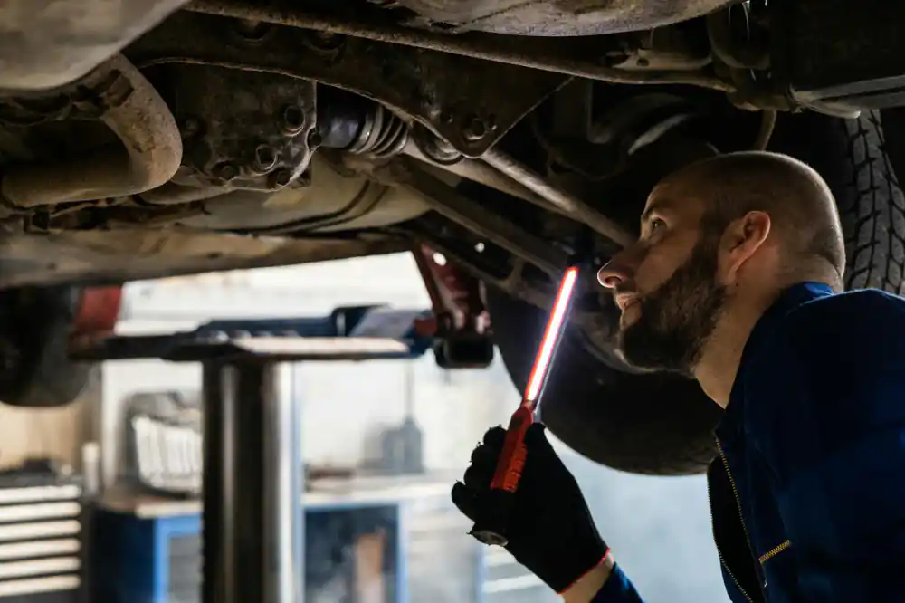 Technician inspecting a power tool