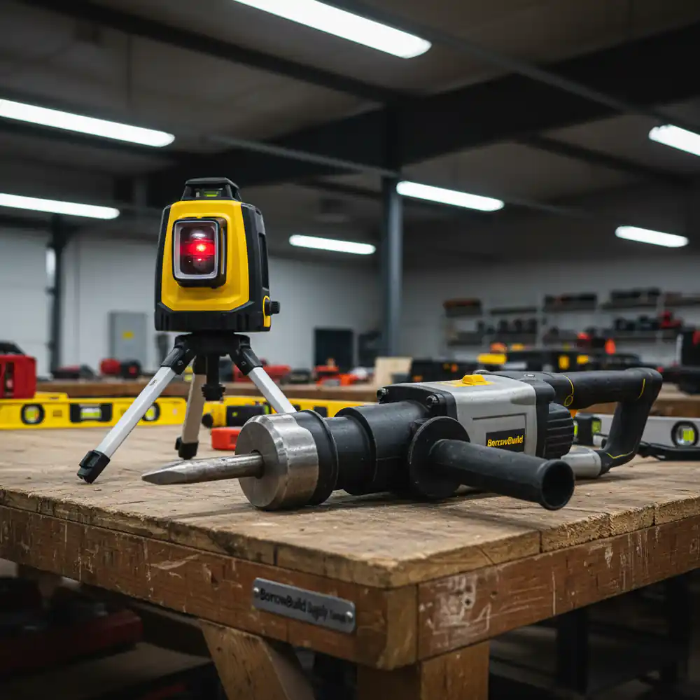 Assortment of professional tools on a workshop bench